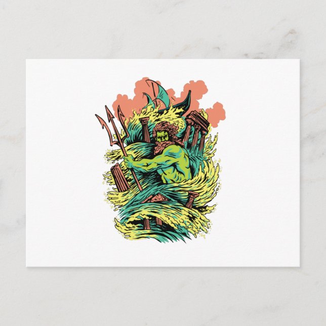 Cartão Postal Poseidon Deus Grécia de mitologia (Frente)