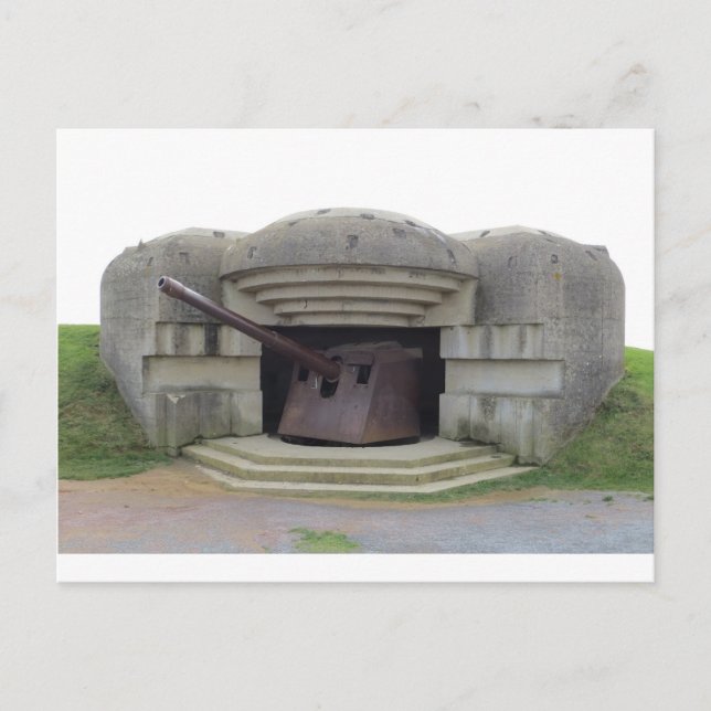 Cartão Postal Posição de Arma Alemã Sobrando a Praia Normandia (Frente)