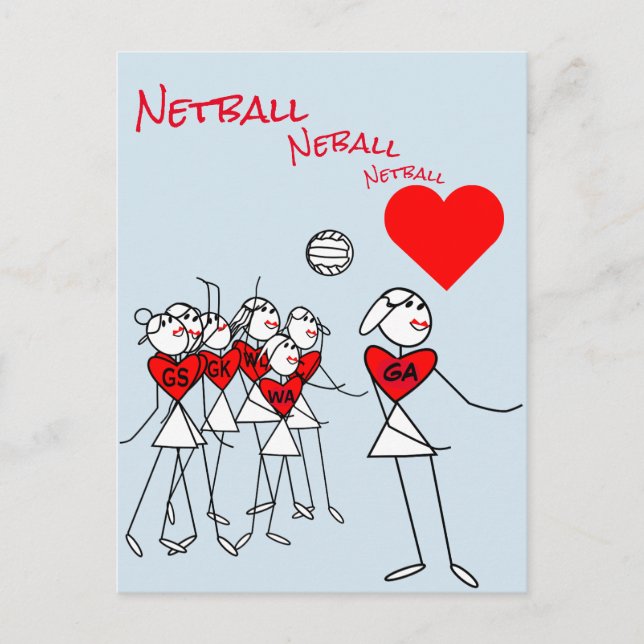 Cartão Postal Posições do Player Amor Posto de Clipart do Netbal (Frente)