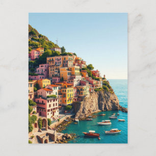 Cartão Postal Positano Costa Amalfitana Viagem Retro Falésia à B