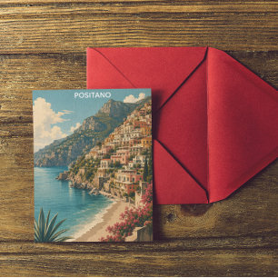 Cartão Postal Positano Itália Costa Amalfi Viagem Retro