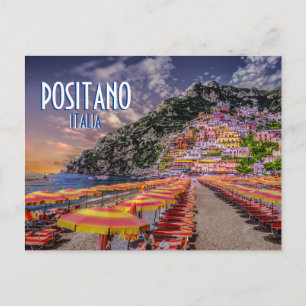 Cartão Postal Positano Return Address Viagem de Tipografia Retro