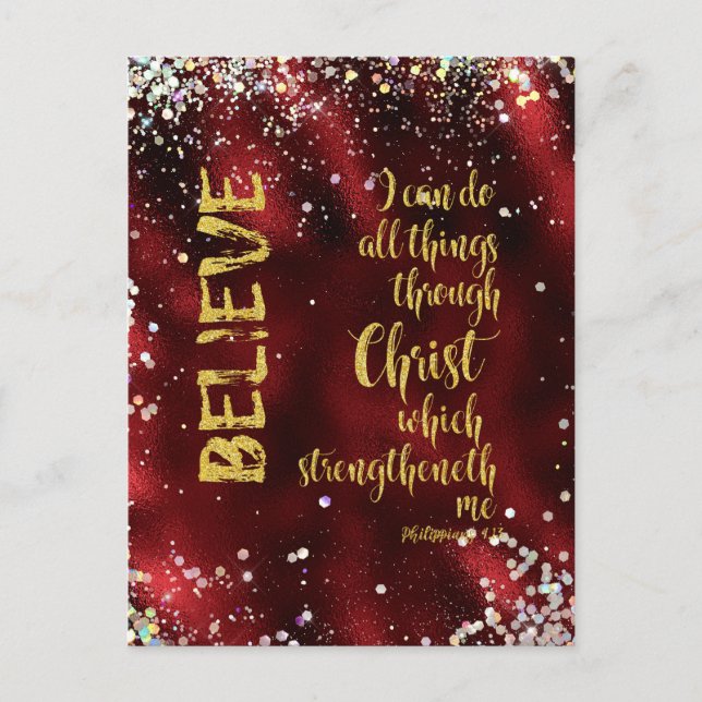 Cartão Postal Posso Fazer Tudo Através Da Escritura KJV Do Crist (Frente)
