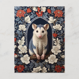 Cartão Postal Possum Encantador Inspirado em William Morris Flor