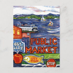 Cartão Postal Post Alley com Ferry