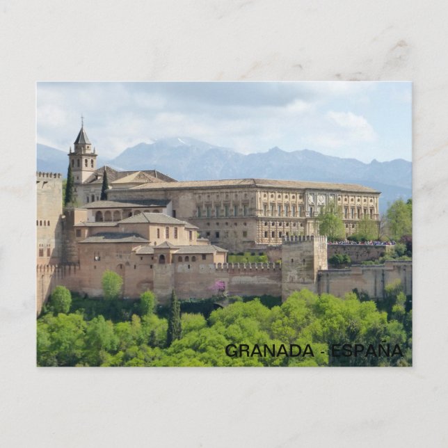 Cartão Postal postal Alhambra de Granada, Espanha (Frente)