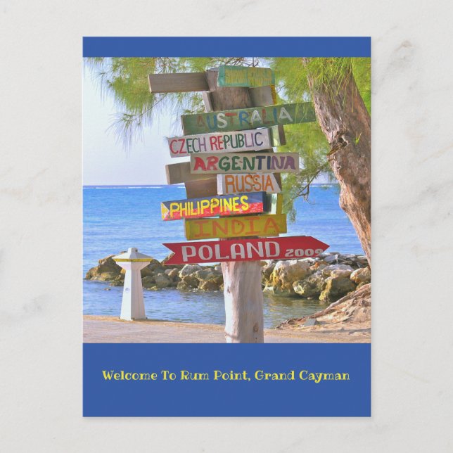 Cartão Postal postal/Bem-vindo ao Rum Point, Grande Cayman (Frente)