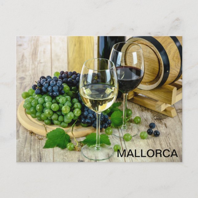 Cartão Postal postal bodegón vino y uvas Mallorca (Frente)