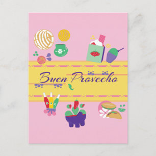 Cartão Postal postal de comida mexicana colorida