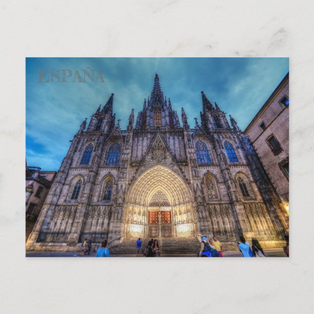 Cartão Postal postal de la Sagrada Familia en Barcelona, España (Frente)