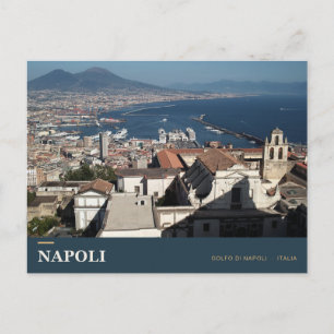 Cartão Postal Postal de Panorama de Nápoles e Monte Vesúvio