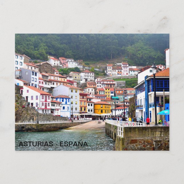 Cartão Postal postal del pueblo de Cudillero, nas Astúrias (Frente)