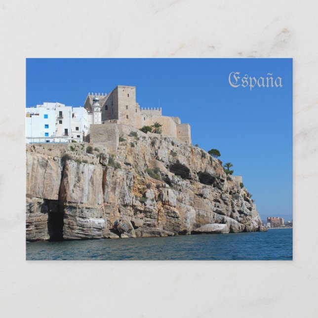 Cartão Postal postal do castelo de Peñíscola em Castellón (Frente)