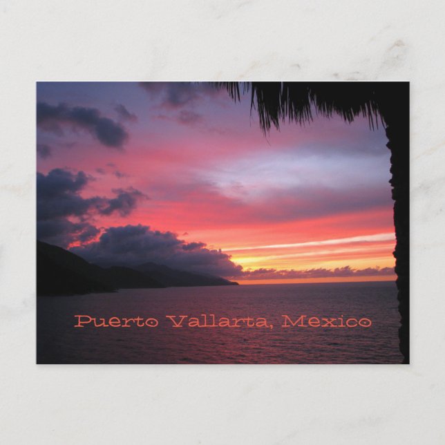 Cartão Postal postal do pôr do sol em Puerto Vallarta, México (Frente)