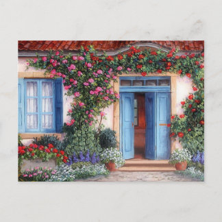 Cartão Postal Postal macetas, flores y colores