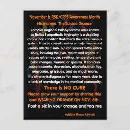 Cartão Postal POSTCAR...RSD/CRPS - novembro é RSD/CRPS Awarenes