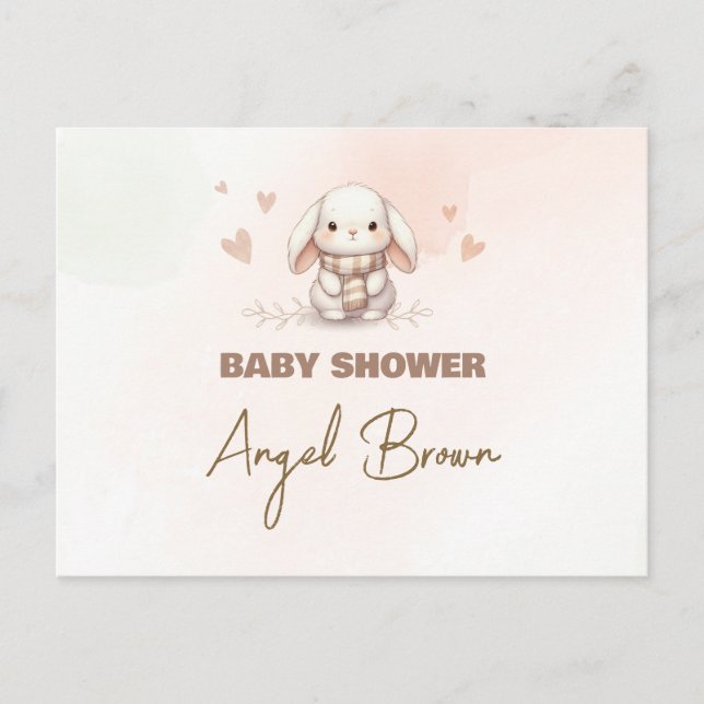 Cartão Postal Postcard Baby Shower Bunny (Frente)