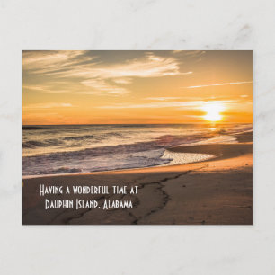 Cartão Postal Postcard Beach Sunset na Ilha Dauphin, Alabama