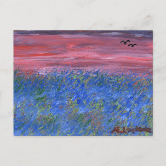 Cartão Postal Postcard, Blue Field at Sunset by M. Laplante