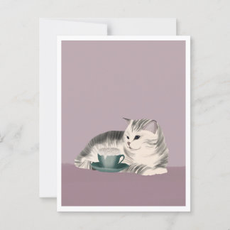 Cartão Postal Postcard - Cat with Coffee