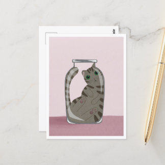 Cartão Postal Postcard - Cute Cat in Glass