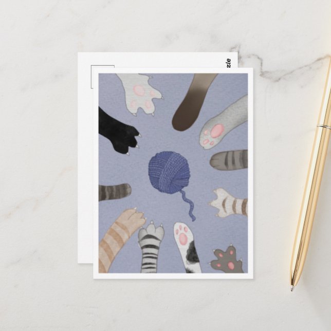 Cartão Postal Postcard - Cute Paws (Frente/Verso In Situ)