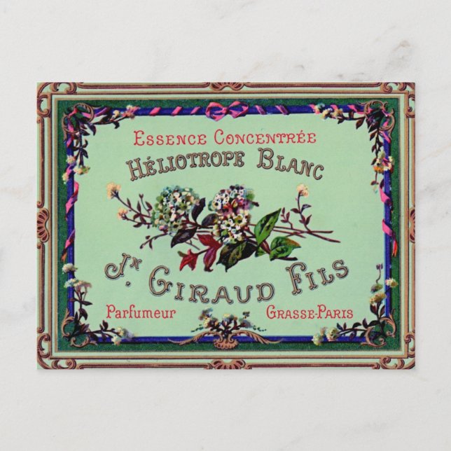 Cartão Postal PostCard de etiqueta de perfume francês (Frente)