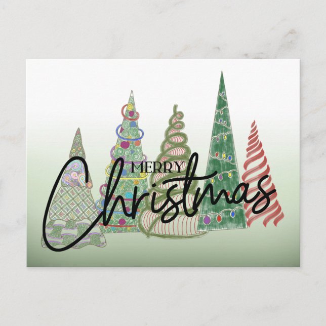 Cartão Postal PostCard de férias de árvores de Natal (Frente)