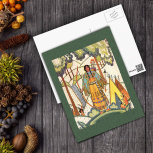 Cartão Postal PostCard de solteira americana nativa