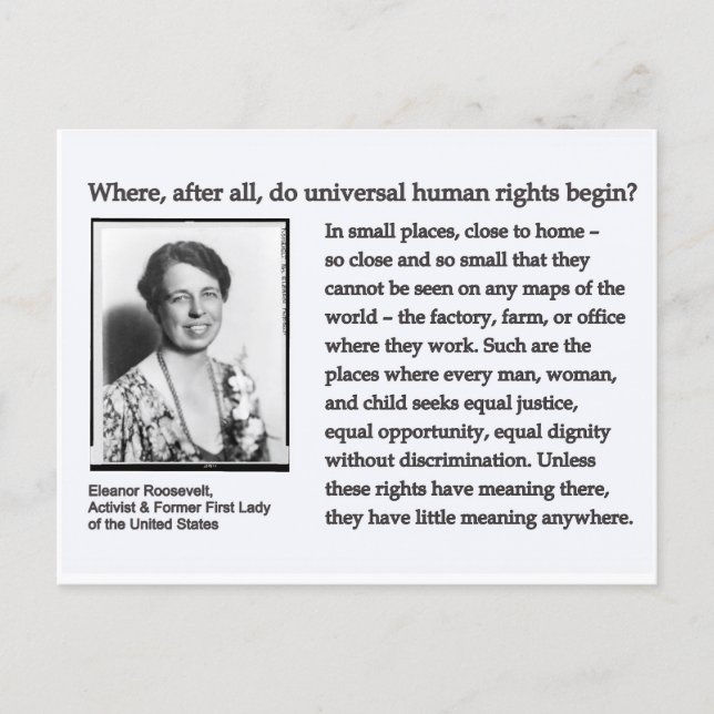 Cartão Postal Postcard-Eleanor Roosevelt Human Rights (Frente)
