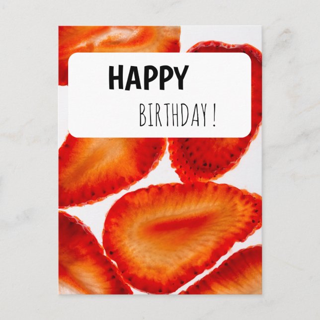 Cartão Postal Postcard Happy Birthday Erdbeeren modern Look (Frente)