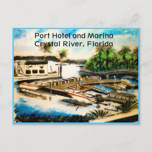 Cartão Postal Postcard of Port Hotel Crystal River, Fl (Frente)