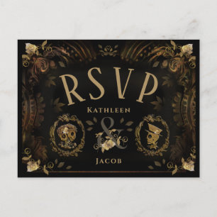 Cartão Postal PostCard RSVP do Skeletons do Ouro Halloween