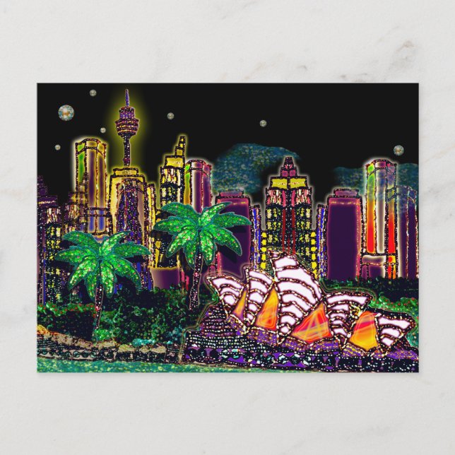 Cartão Postal Postcard Sequin Art Sydney Austrália (Frente)