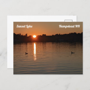 Cartão Postal Postcard Sunset Lake Loons no Sunset