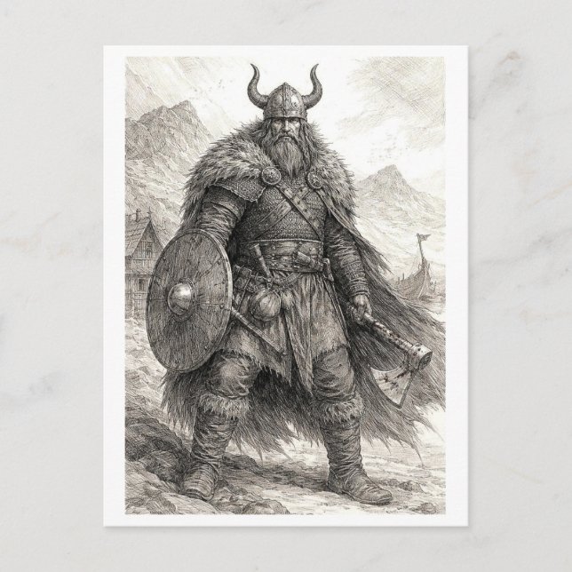 Cartão Postal Postcard. Viking warrior (Frente)
