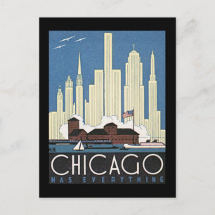 Cartão Postal Postcard-Vintage Chicago Viagem Art-8