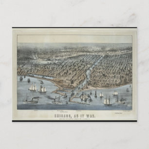 Cartão Postal Postcard-Vintage Maps-Chicago como era em 1872
