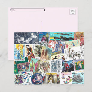 Cartão Postal Postcross com Postage com Pessoas