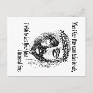 Cartão Postal Poste a placa com Cristo e dizendo.