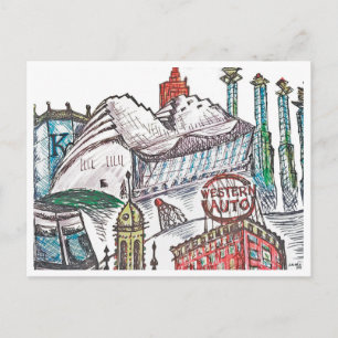 Cartão Postal Poster da Arquitetura Icônica de Kansas City