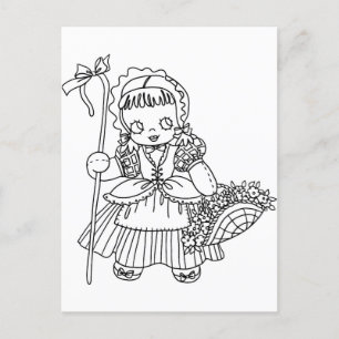 Cartão Postal Poster da Página de Coloração da Menina Bo Peep
