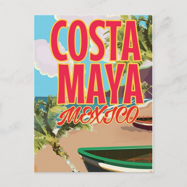 Cartão Postal Poster da praia do México Costa Maya (Frente)