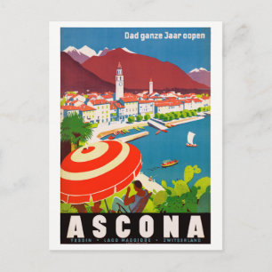 Cartão Postal Poster da Viagens vintage Ascona suiça da da  rest