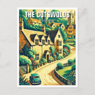 Cartão Postal Poster da Viagens vintage da Aldeia de Cotswolds