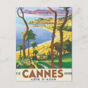 Cartão Postal Poster das viagens vintage de Cannes Cote d'Azur