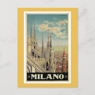 Cartão Postal Poster das viagens vintage de Milão Italia