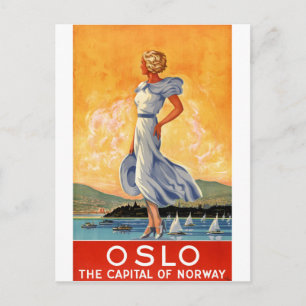 Cartão Postal Poster das viagens vintage de Oslo Noruega