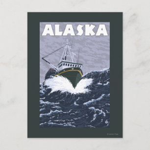 Cartão Postal Poster das viagens vintage do barco de AlaskaCrab