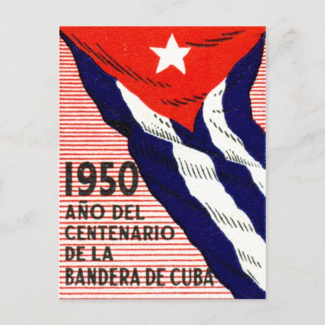 Cartão Postal poster de Bandeira Cubana 1950 (Frente)